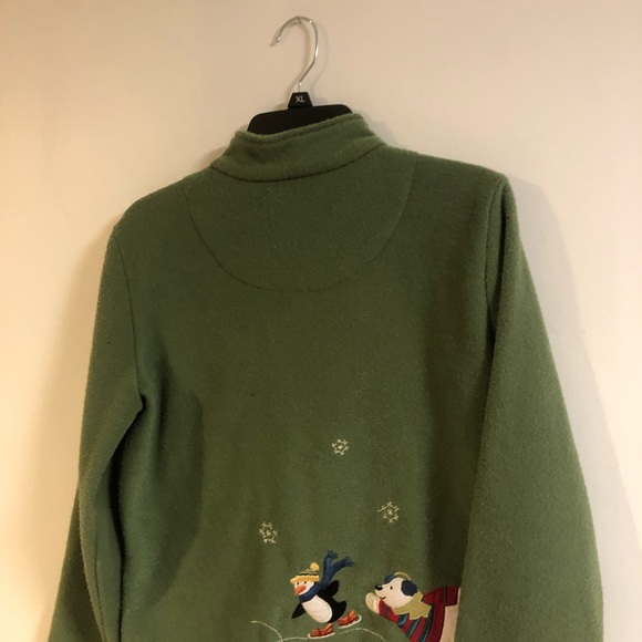 Vintage Christmas zipper green sweater- size M - Picture 2 of 16